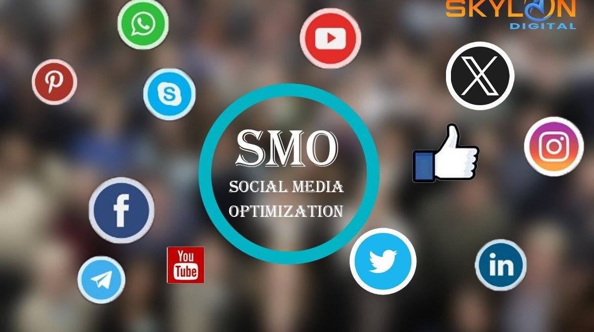 Social Media Optimization infographic showing strategy, engagement, and growth.