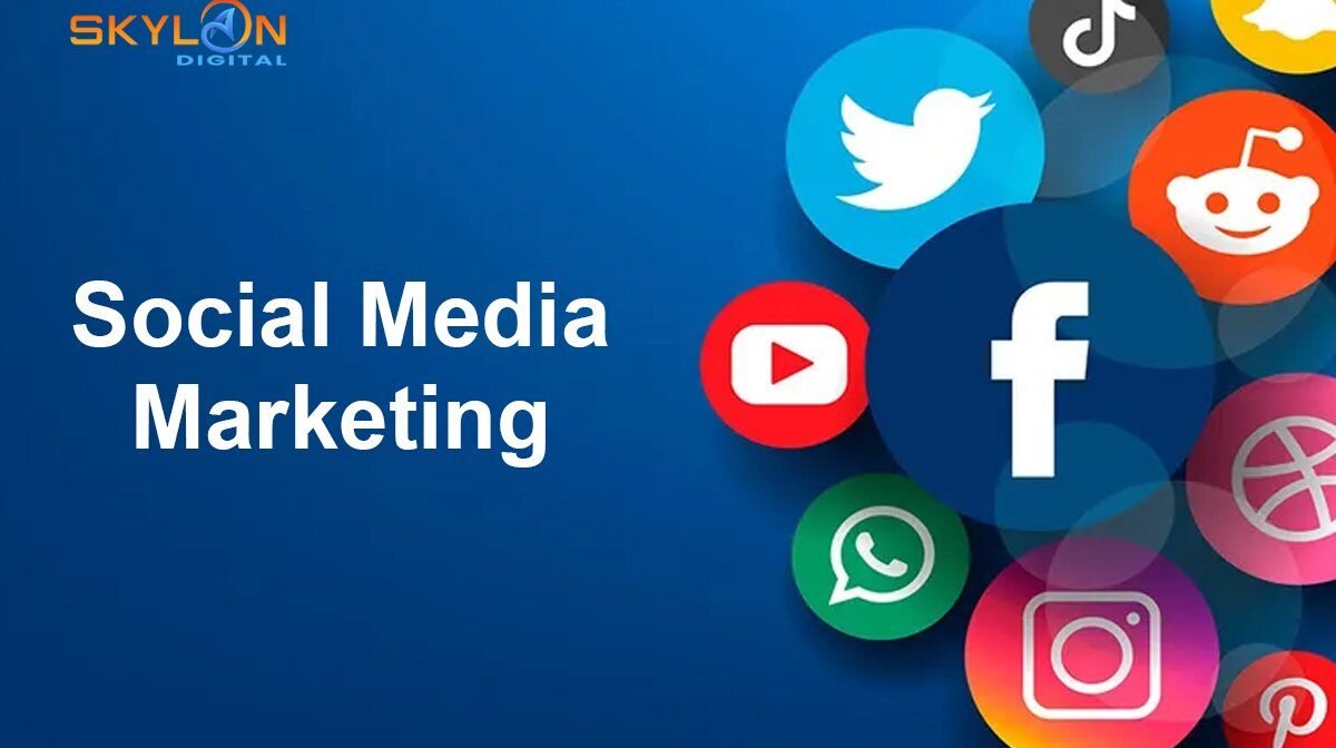 Social media marketing strategy with Facebook, Instagram, LinkedIn and Twitter promotion